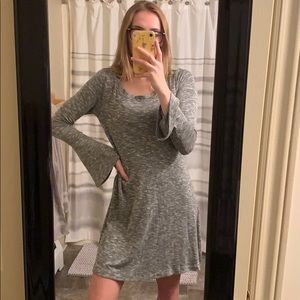 a.n.a. Long Sleeve Gray Dress